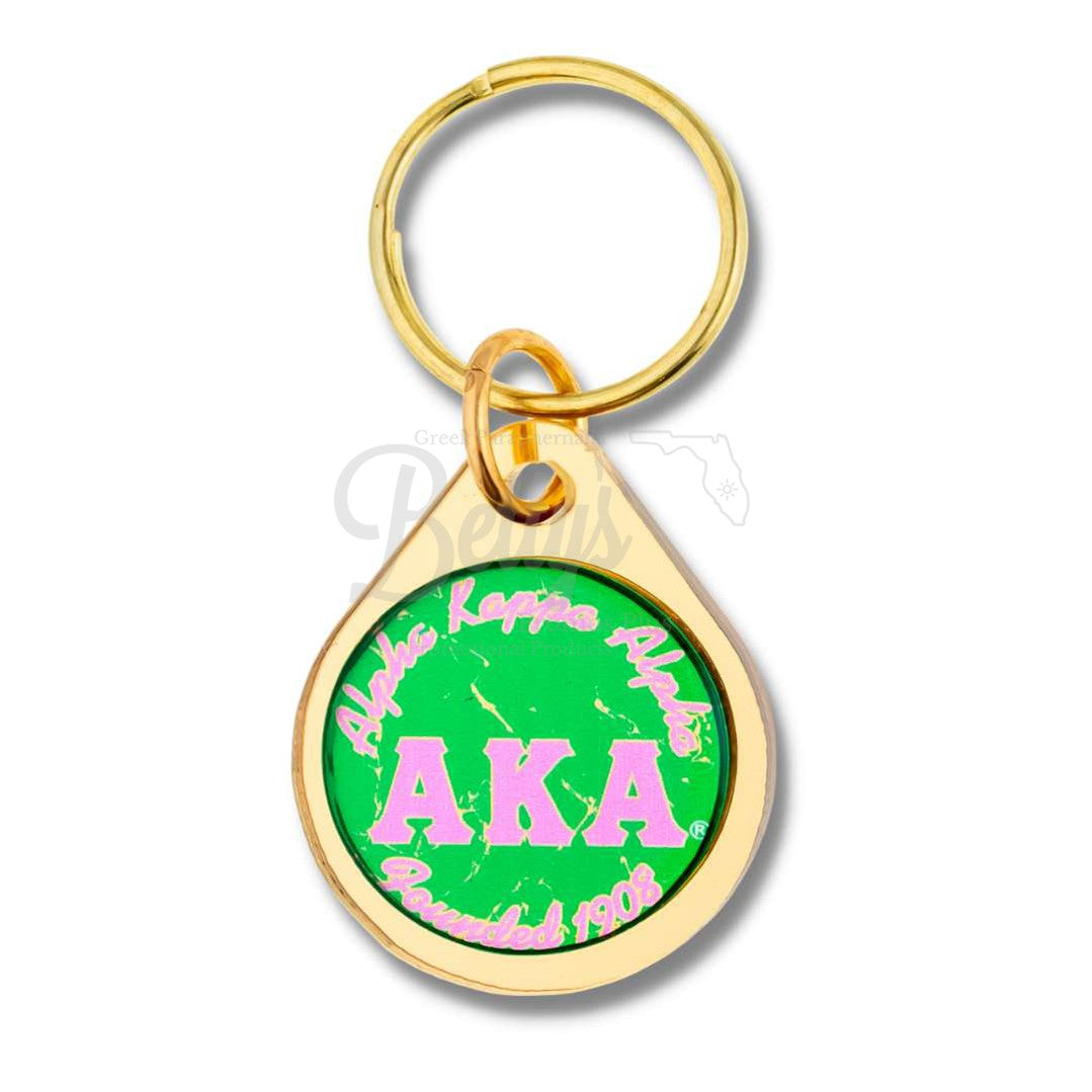 Alpha Kappa Alpha AKA Circular Acrylic Keychain with Shield or Greek LettersGold-AKA Greek Letters-Betty's Promos Plus Greek Paraphernalia