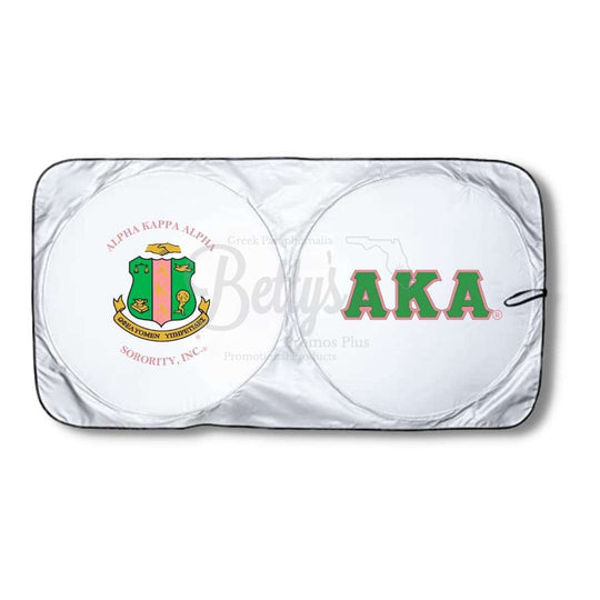 Alpha Kappa Alpha AKA Collapsible Car Sun Shade with PouchPink-Betty's Promos Plus Greek Paraphernalia