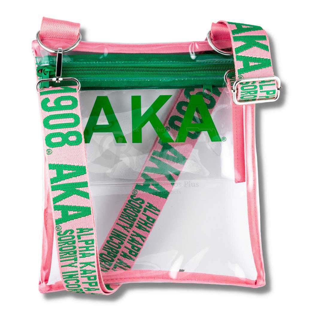 Alpha Kappa Alpha AKA Cross Body Clear Stadium BagPink-Betty's Promos Plus Greek Paraphernalia