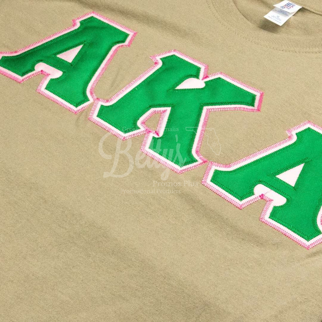 Alpha Kappa Alpha AKA Double Stitched Appliqué Embroidered Greek Letter Line T-Shirt-Betty's Promos Plus Greek Paraphernalia