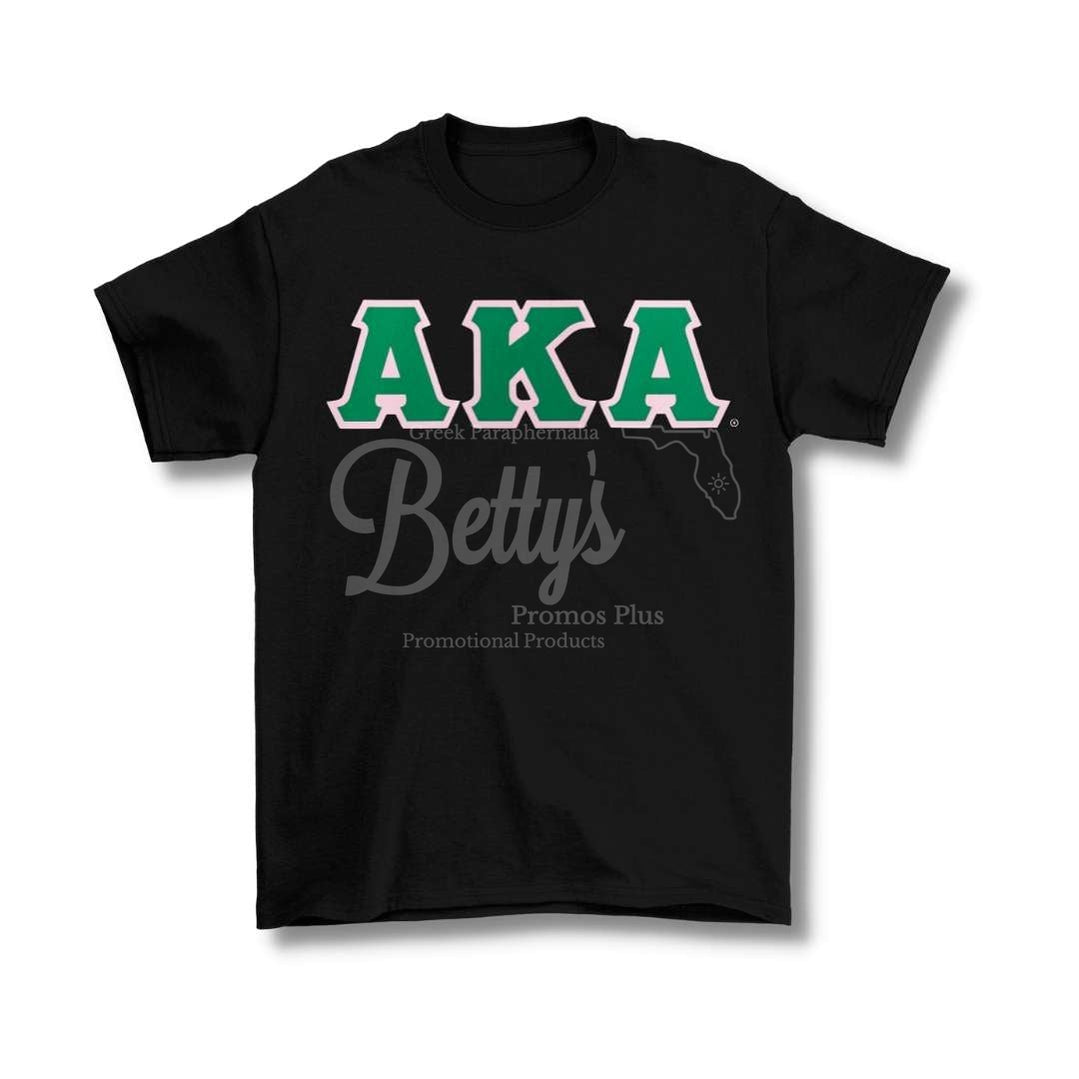 Alpha Kappa Alpha AKA Double Stitched Applique Embroidered Greek Letter Line T-ShirtBlack-Small-Betty's Promos Plus Greek Paraphernalia