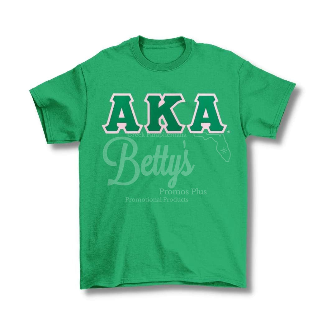 Alpha Kappa Alpha AKA Double Stitched Appliqué Embroidered Greek Letter Line T-ShirtGreen-Small-Betty's Promos Plus Greek Paraphernalia