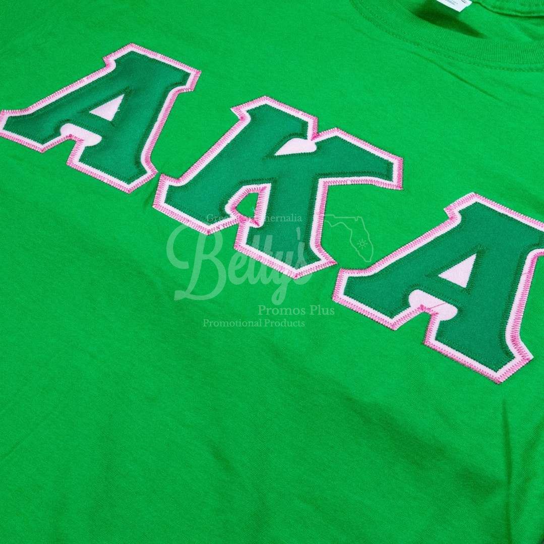 Alpha Kappa Alpha AKA Double Stitched Appliqué Embroidered Greek Letter Line T-Shirt-Betty's Promos Plus Greek Paraphernalia