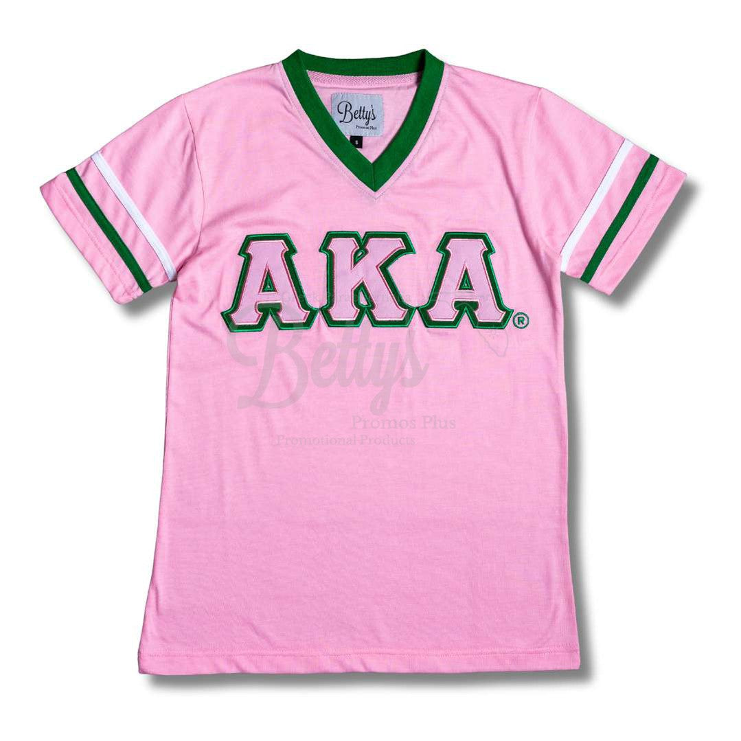 Alpha Kappa Alpha AKA Double Stitched Appliqué Embroidered Jersey T-ShirtPink-Small-Betty's Promos Plus Greek Paraphernalia