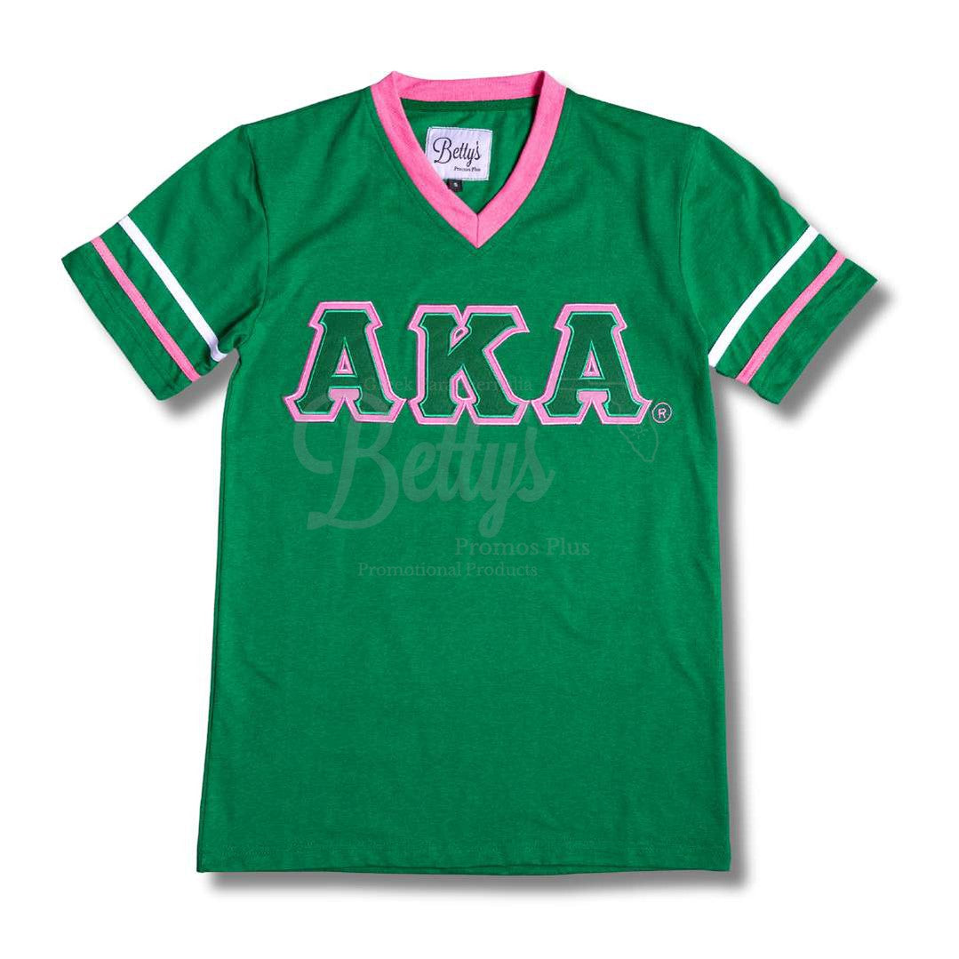 Alpha Kappa Alpha AKA Double Stitched Appliqué Embroidered Jersey T-ShirtGreen-Small-Betty's Promos Plus Greek Paraphernalia