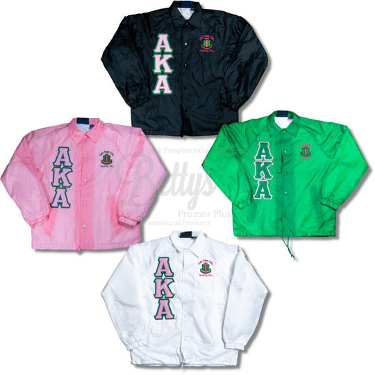 Alpha Kappa Alpha AKA Double-Stitched Embroidered Windbreaker Greek Line Jacket-Betty's Promos Plus Greek Paraphernalia