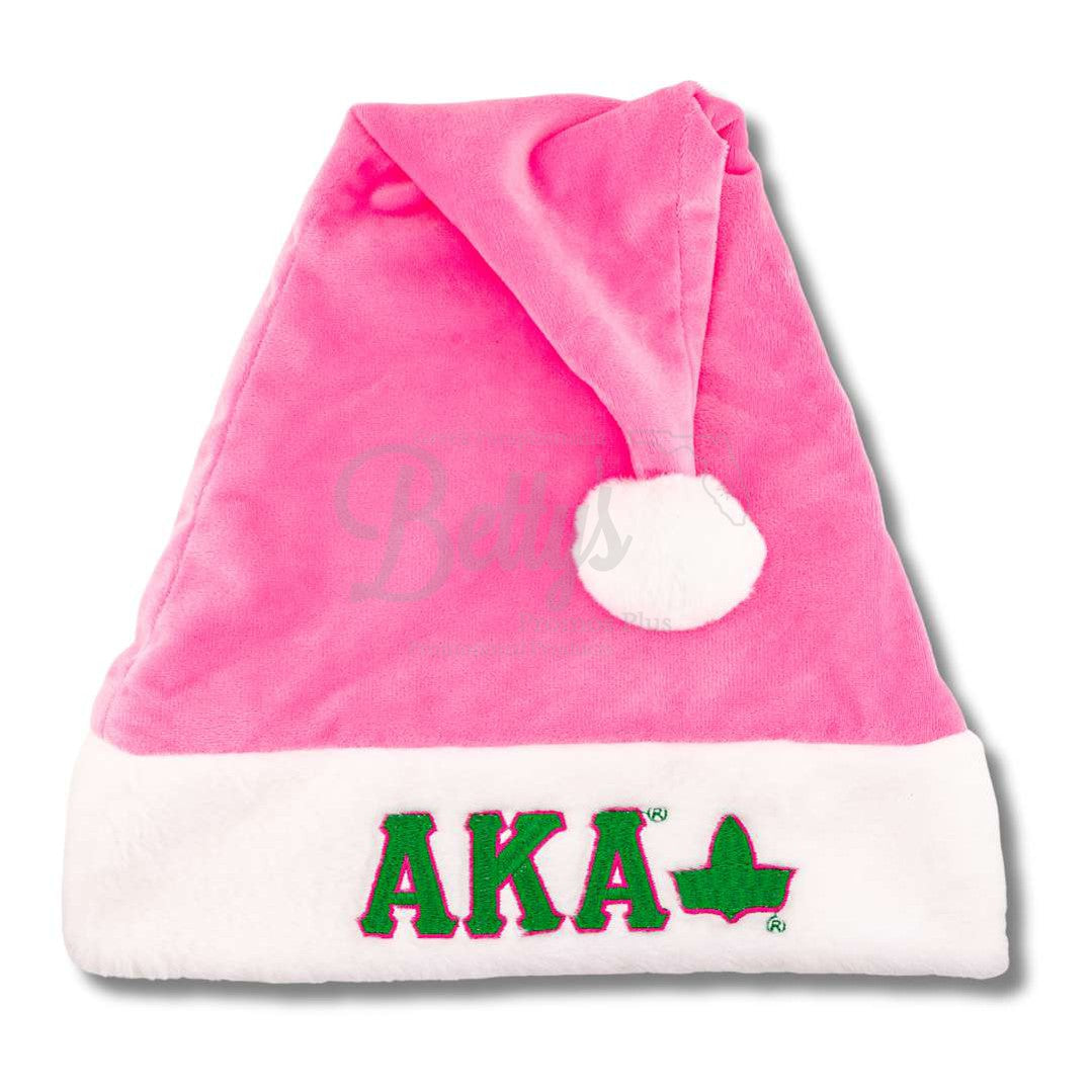 Alpha Kappa Alpha AKA Embroidered Greek Letters Deluxe Santa HatPink-Standard - 25