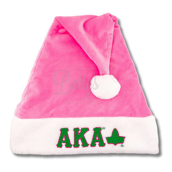 Alpha Kappa Alpha AKA Embroidered Greek Letters Deluxe Santa HatPink-Standard - 25