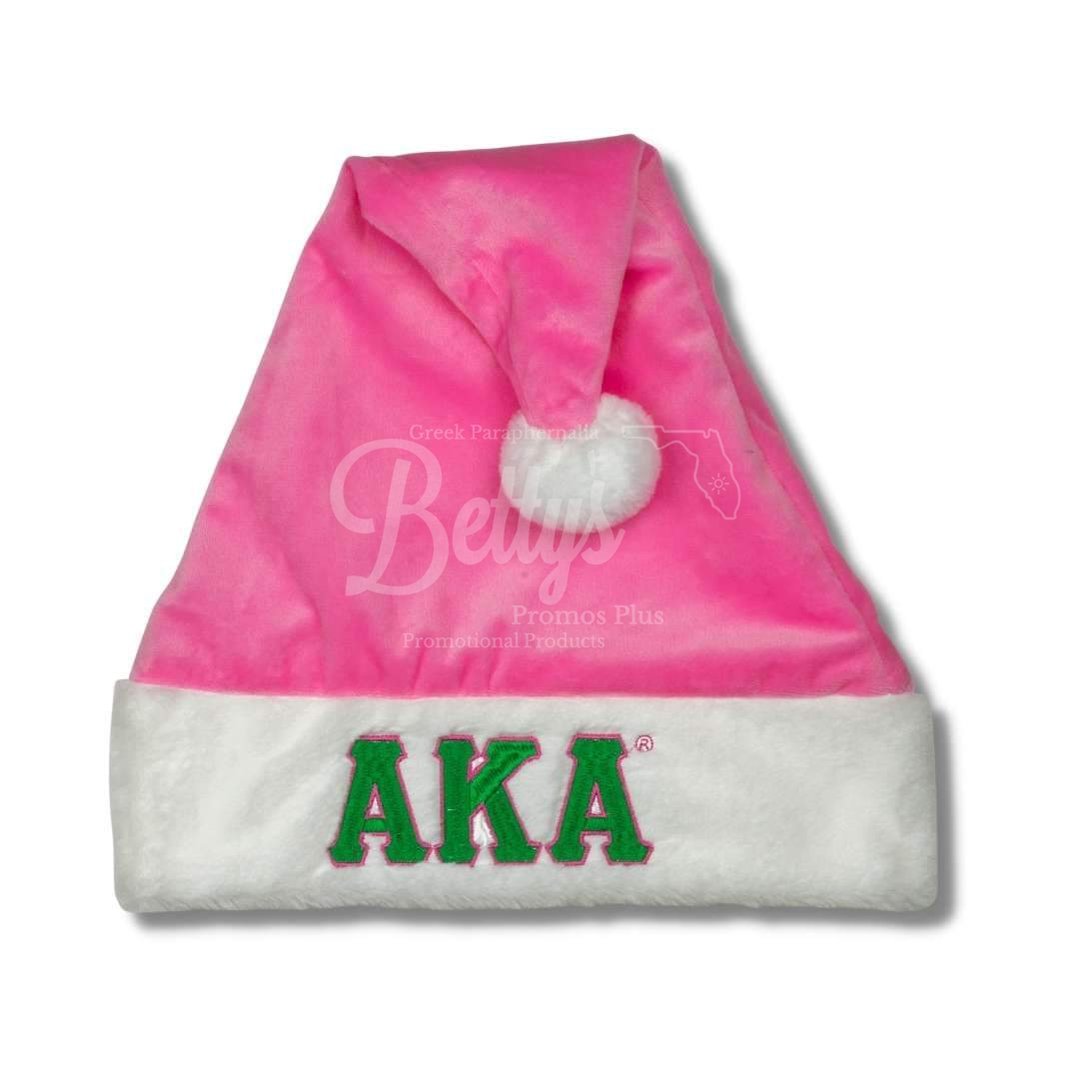 Alpha Kappa Alpha AKA Embroidered Greek Letters Deluxe Santa HatPink-Standard - 25