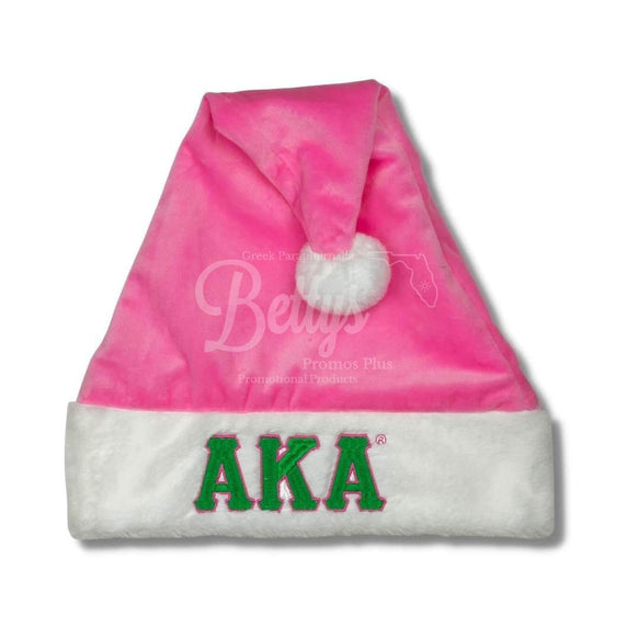 Alpha Kappa Alpha AKA Embroidered Greek Letters Deluxe Santa HatPink-Standard - 25