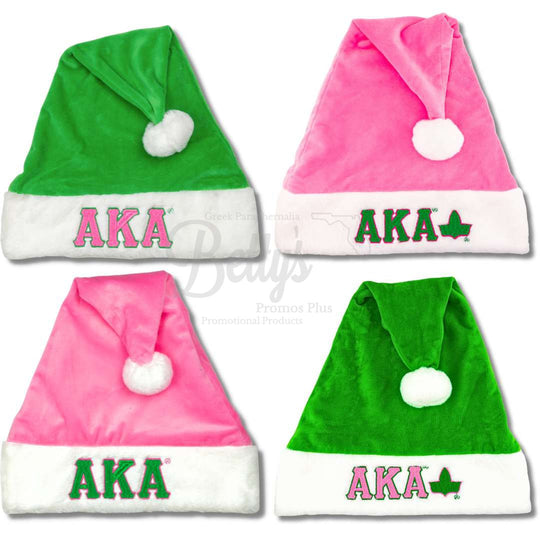 Alpha Kappa Alpha AKA Embroidered Greek Letters Deluxe Santa Hat-Betty's Promos Plus Greek Paraphernalia