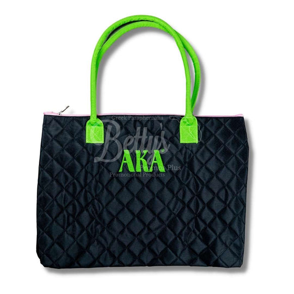 Alpha Kappa Alpha AKA Embroidered Greek Letters Quilted Bag PurseBlack-Betty's Promos Plus Greek Paraphernalia