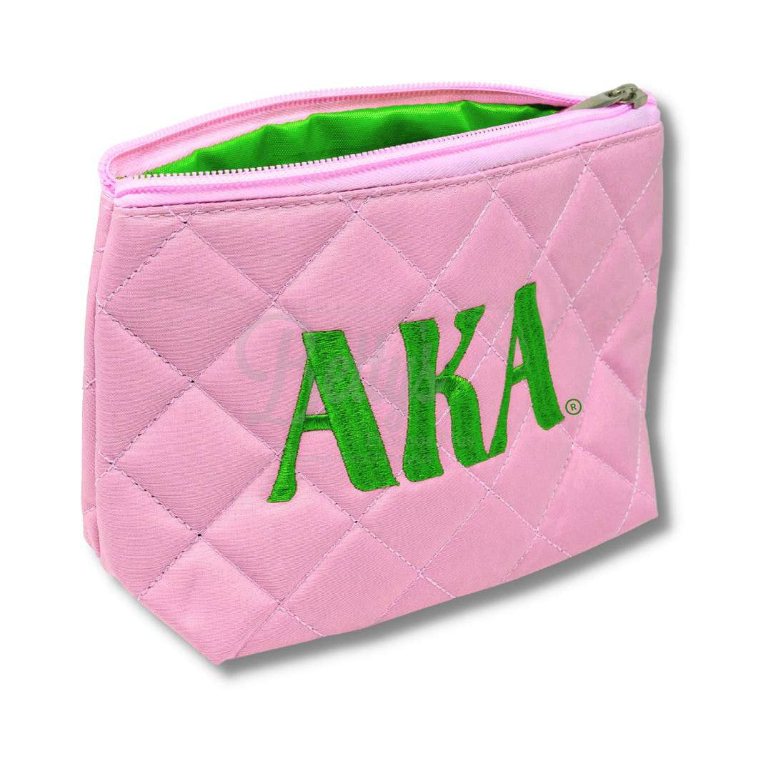 Alpha Kappa Alpha AKA Embroidered Greek Letters Quilted Cosmetic Case Makeup Bag-Betty's Promos Plus Greek Paraphernalia