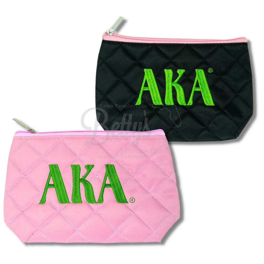 Alpha Kappa Alpha AKA Embroidered Greek Letters Quilted Cosmetic Case Makeup Bag-Betty's Promos Plus Greek Paraphernalia