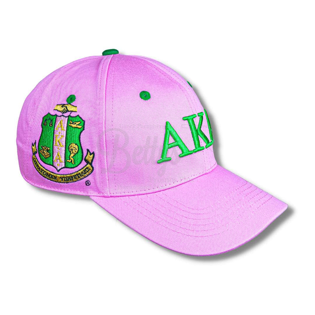 Alpha Kappa Alpha AKA Embroidered Shield Baseball CapPink-Betty's Promos Plus Greek Paraphernalia