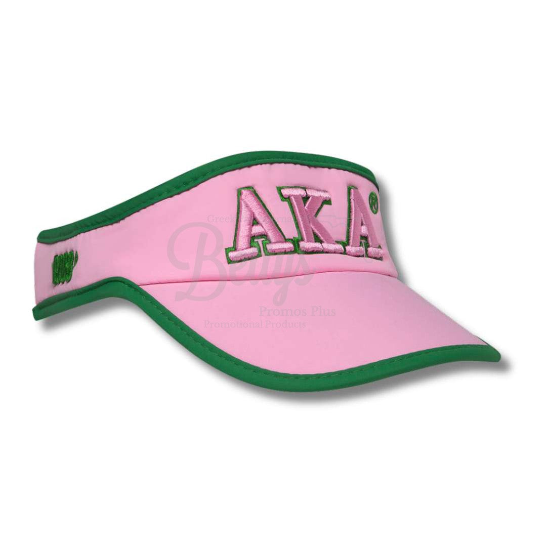 Alpha Kappa Alpha AKA Featherlight Embroidered Moisture Wicking Greek Letter VisorPink-Betty's Promos Plus Greek Paraphernalia