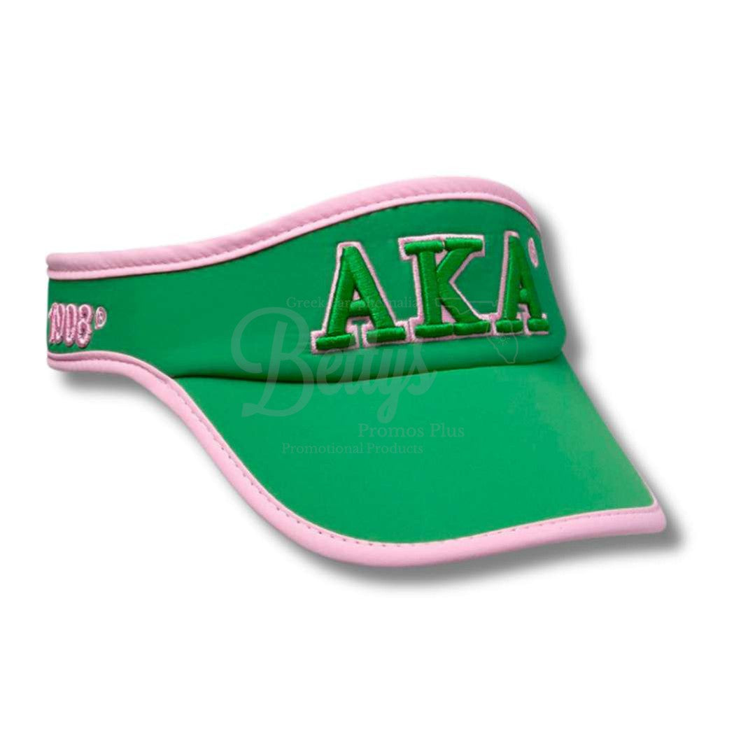 Alpha Kappa Alpha AKA Featherlight Embroidered Moisture Wicking Greek Letter VisorGreen-Betty's Promos Plus Greek Paraphernalia