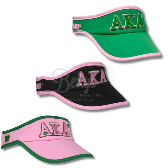 Alpha Kappa Alpha AKA Featherlight Embroidered Moisture Wicking Greek Letter Visor-Betty's Promos Plus Greek Paraphernalia