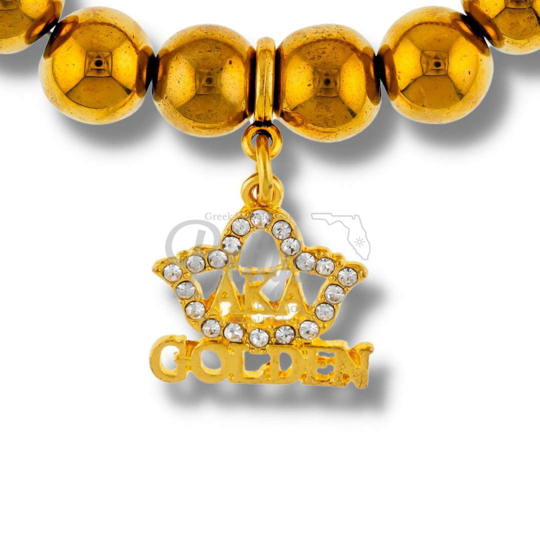 Alpha Kappa Alpha AKA Golden Soror Beaded BraceletGold-Betty's Promos Plus Greek Paraphernalia