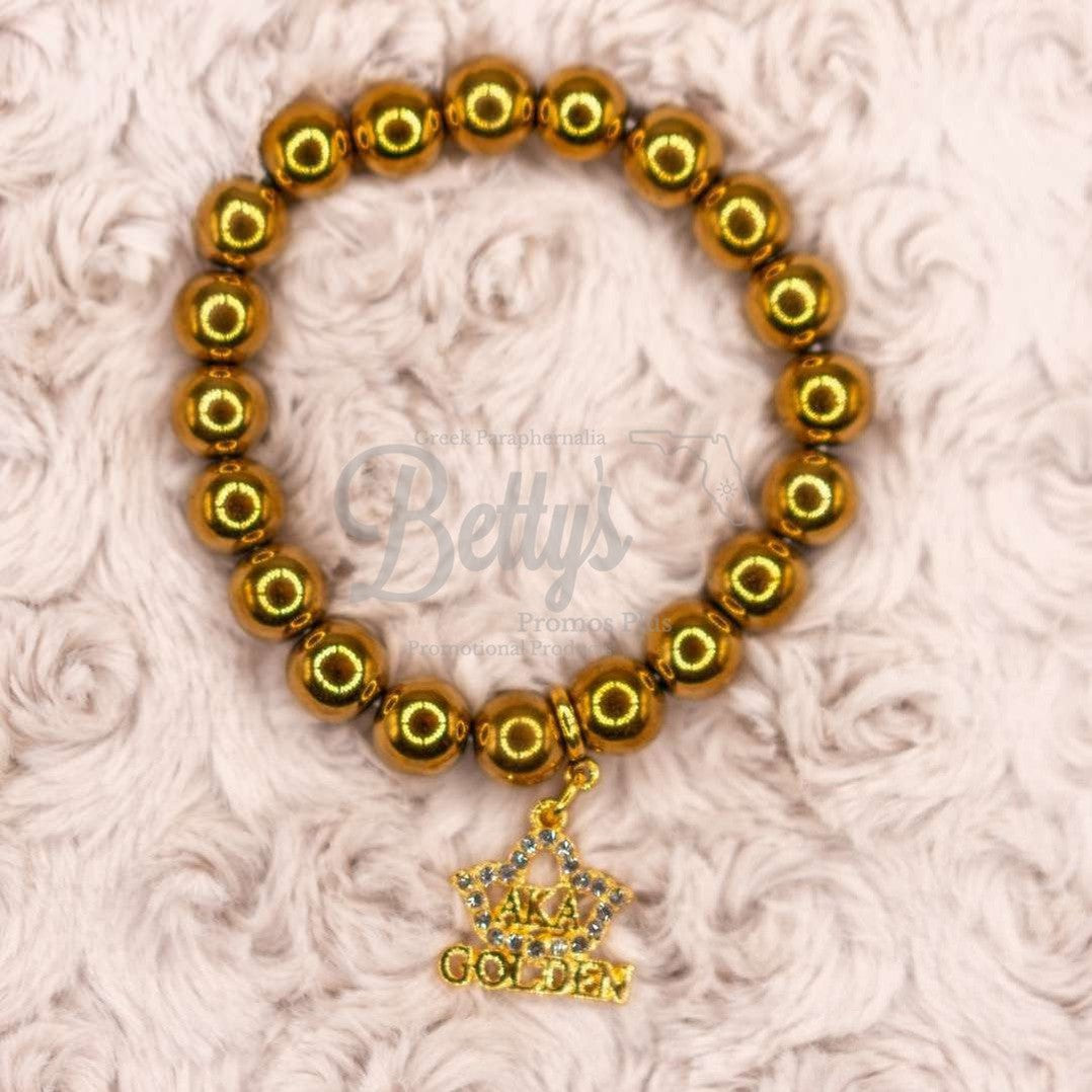 Alpha Kappa Alpha AKA Golden Soror Beaded BraceletGold-Betty's Promos Plus Greek Paraphernalia