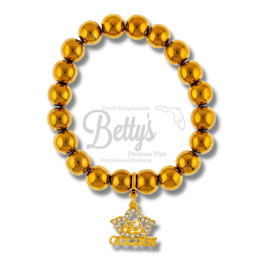 Alpha Kappa Alpha AKA Golden Soror Beaded BraceletGold-Betty's Promos Plus Greek Paraphernalia