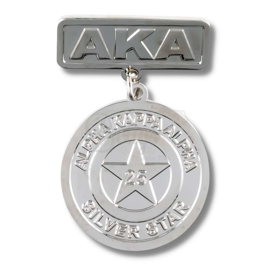 Alpha Kappa Alpha AKA Golden Soror or Silver Star Medallion Greek Lapel PinSilver Star-Betty's Promos Plus Greek Paraphernalia