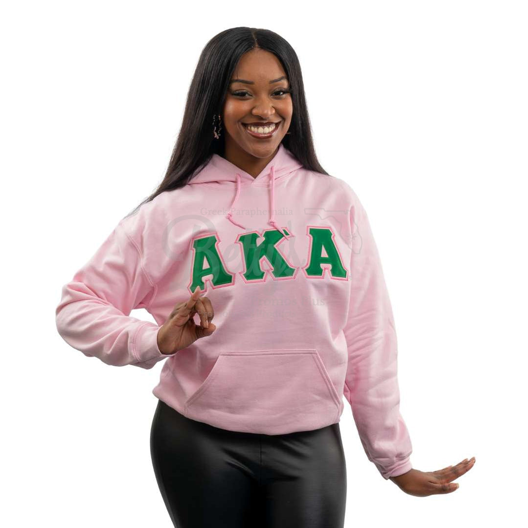 Alpha Kappa Alpha AKA Greek Letter Double-Stitched Embroidered Hoodie-Betty's Promos Plus Greek Paraphernalia