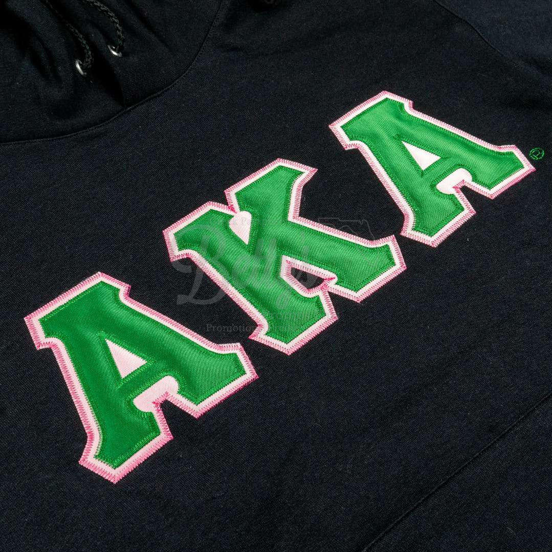 Alpha Kappa Alpha AKA Greek Letter Double-Stitched Embroidered Hoodie-Betty's Promos Plus Greek Paraphernalia