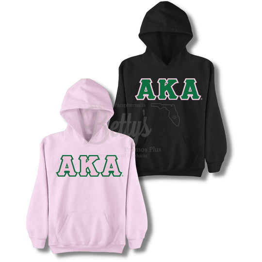 Alpha Kappa Alpha AKA Greek Letter Double-Stitched Embroidered Hoodie-Betty's Promos Plus Greek Paraphernalia