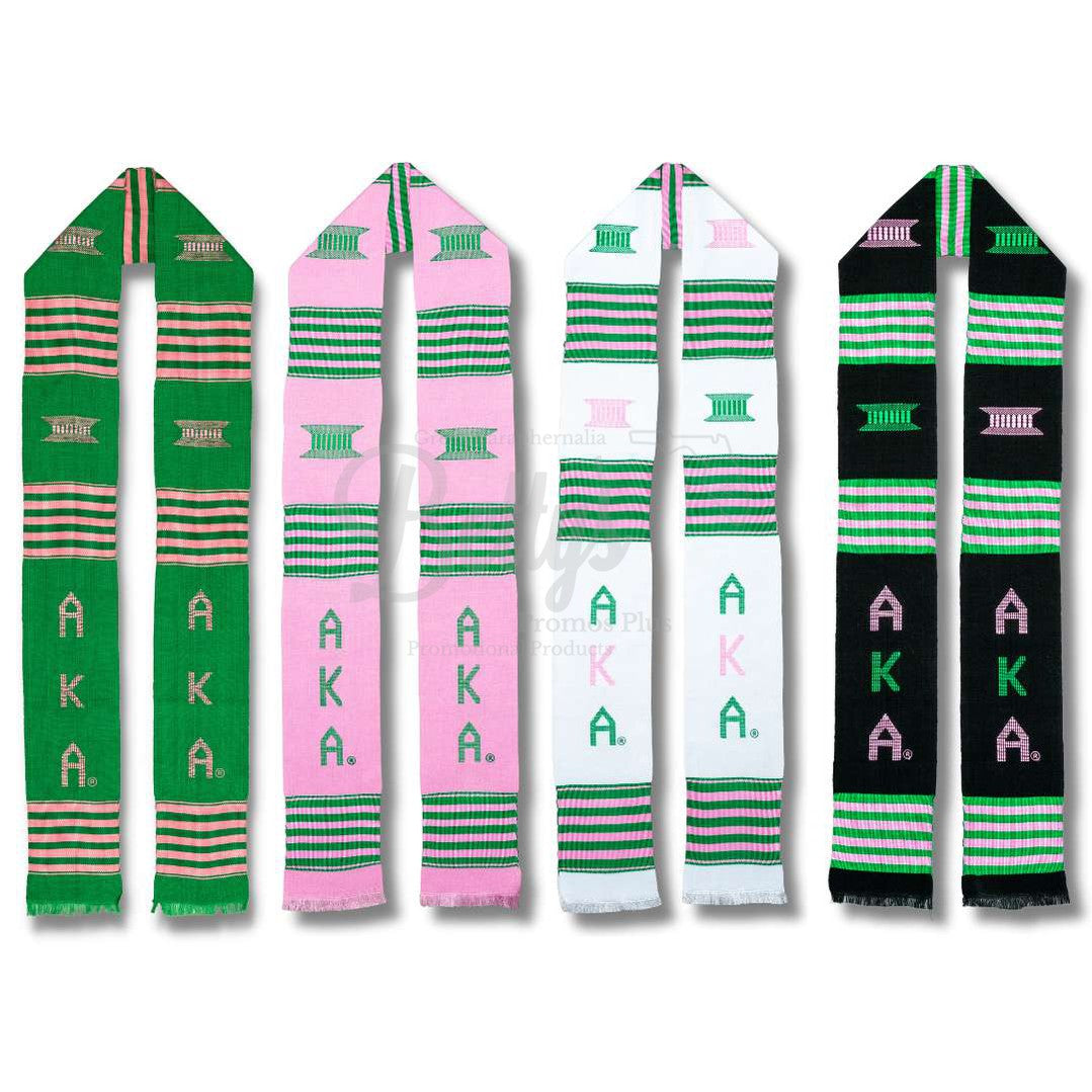 Alpha Kappa Alpha AKA Greek Letters Kente Cloth Graduation Stole-Betty's Promos Plus Greek Paraphernalia