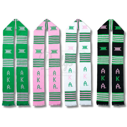 Alpha Kappa Alpha AKA Greek Letters Kente Cloth Graduation Stole-Betty's Promos Plus Greek Paraphernalia