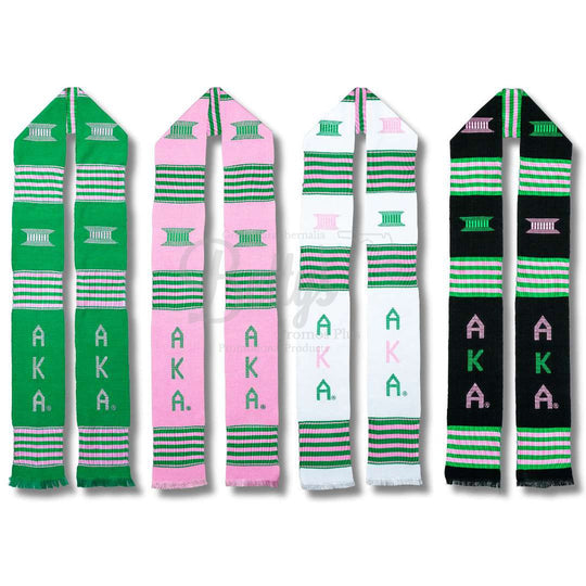 Alpha Kappa Alpha AKA Greek Letters Kente Cloth Graduation Stole-Betty's Promos Plus Greek Paraphernalia