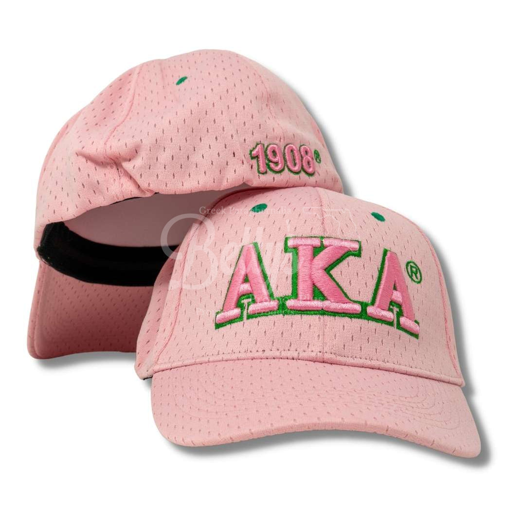 Alpha Kappa Alpha AKA Greek Letters Mesh Flex Fit Embroidered HatPink-Betty's Promos Plus Greek Paraphernalia