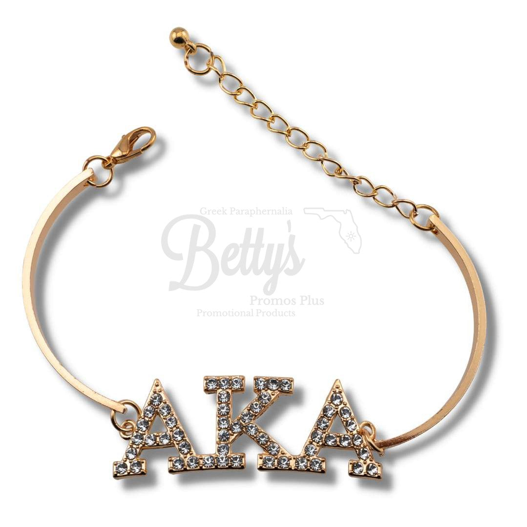 Alpha Kappa Alpha AKA Greek Letters Rhinestone Crystal Bracelet, AKA BraceletGold-Betty's Promos Plus Greek Paraphernalia
