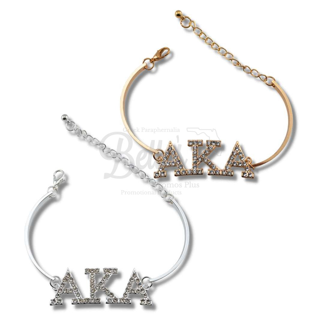 Alpha Kappa Alpha AKA Greek Letters Rhinestone Crystal Bracelet, AKA Bracelet-Betty's Promos Plus Greek Paraphernalia