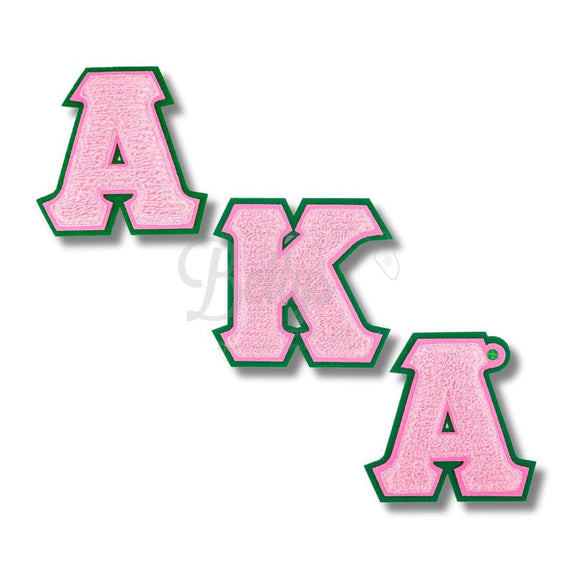 Alpha Kappa Alpha AKA Greek Letters Set of 3 Chenille Letter Patch Set for JacketsPink-Betty's Promos Plus Greek Paraphernalia