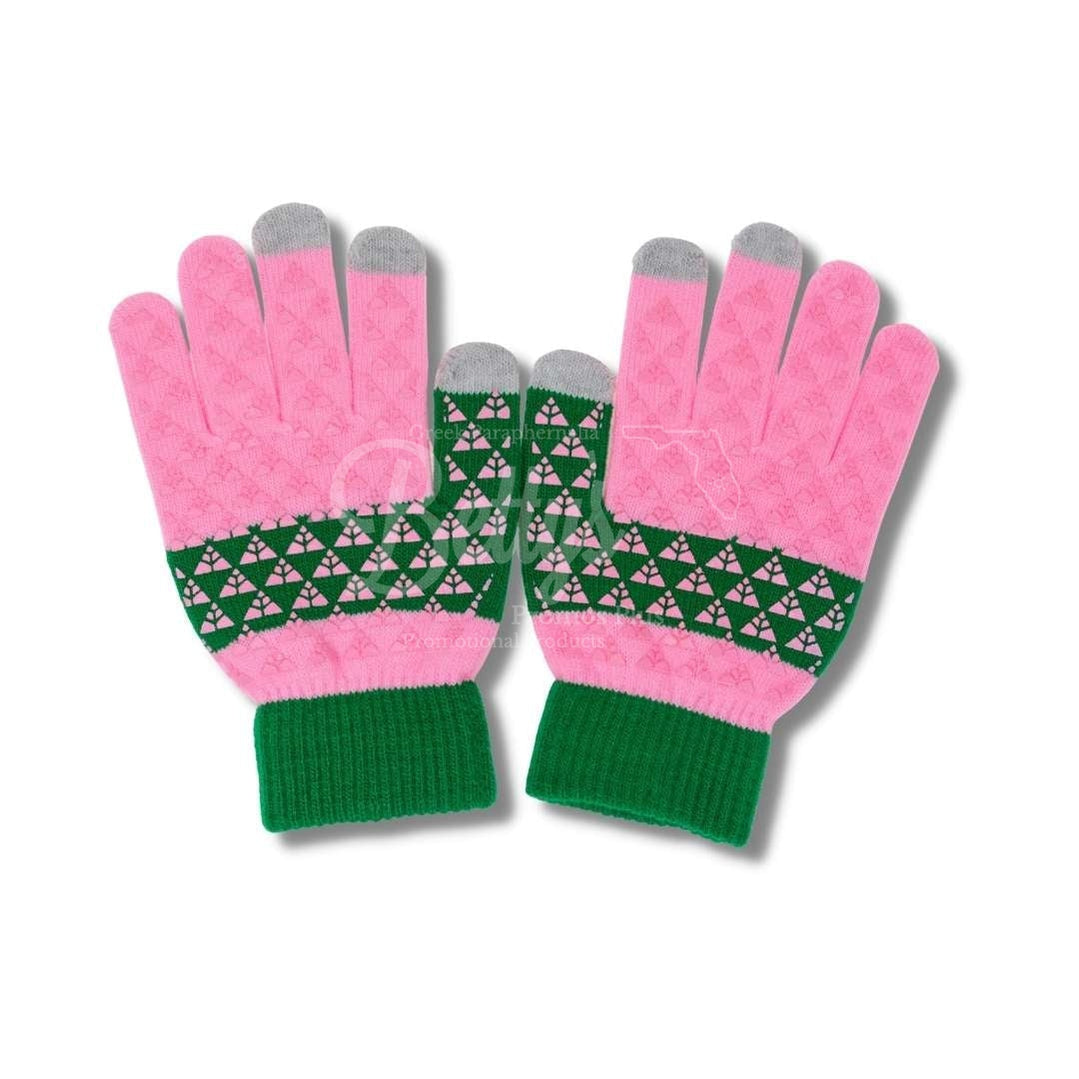 Alpha Kappa Alpha AKA Knit Touch Screen Gloves-Betty's Promos Plus Greek Paraphernalia