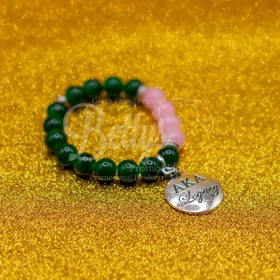 Alpha Kappa Alpha AKA Legacy Beaded BraceletGreen-Betty's Promos Plus Greek Paraphernalia