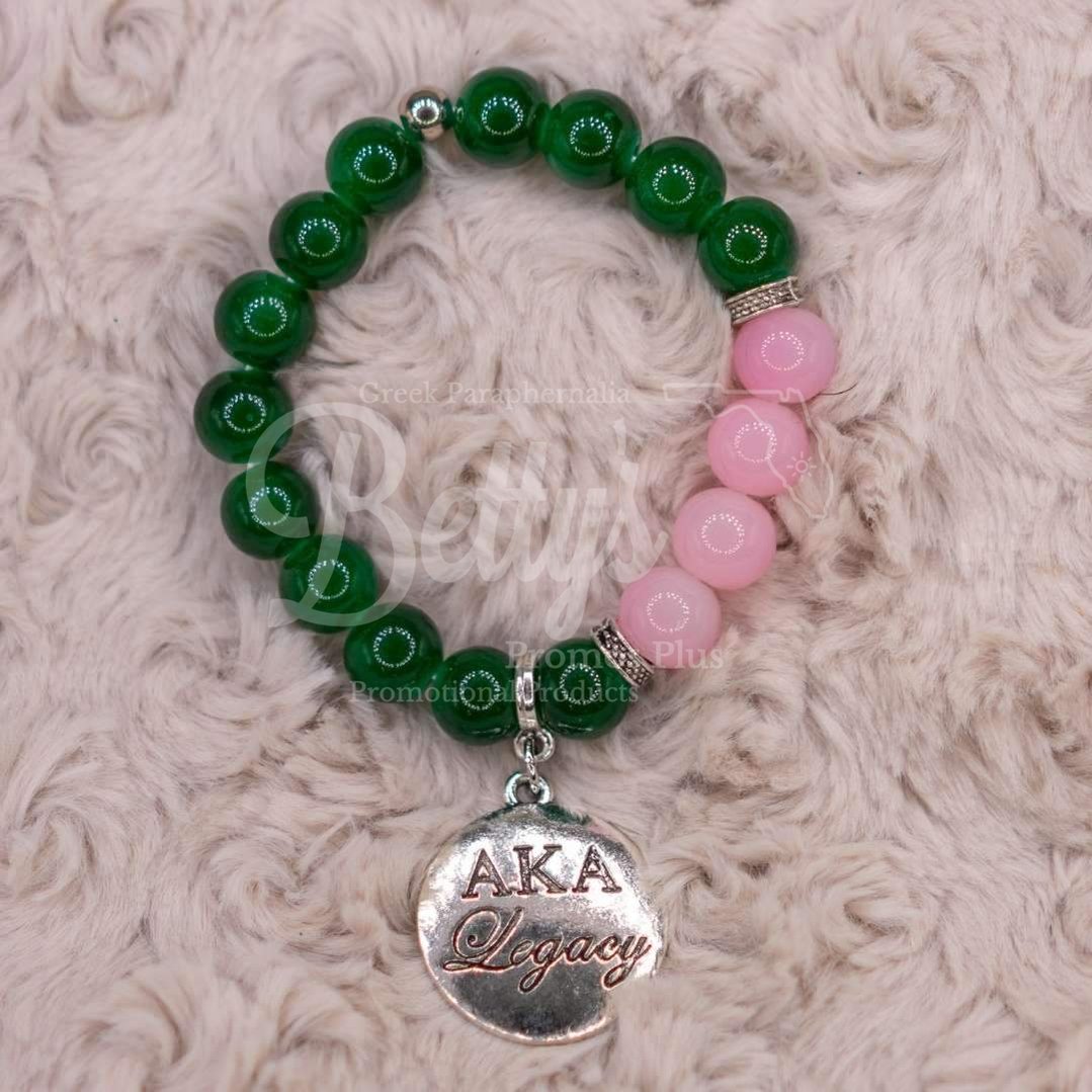 Alpha Kappa Alpha AKA Legacy Beaded BraceletGreen-Betty's Promos Plus Greek Paraphernalia