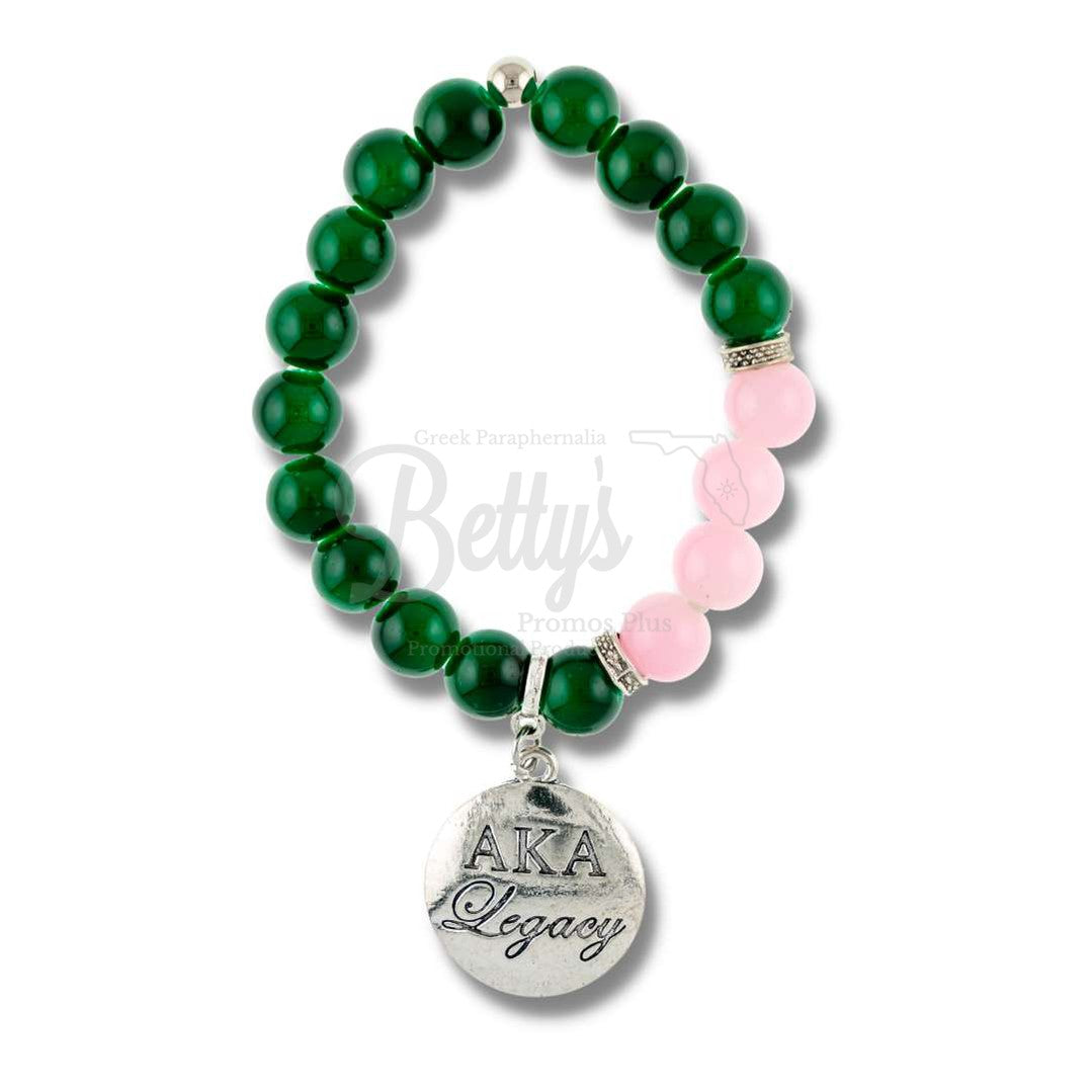 Alpha Kappa Alpha AKA Legacy Beaded BraceletGreen-Betty's Promos Plus Greek Paraphernalia