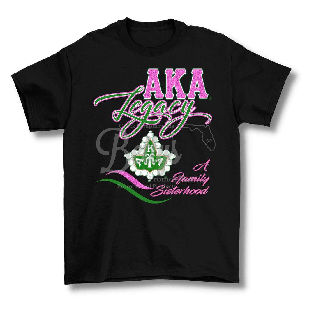 Alpha Kappa Alpha AKA Legacy Screen Printed T-ShirtBlack-Small-Betty's Promos Plus Greek Paraphernalia