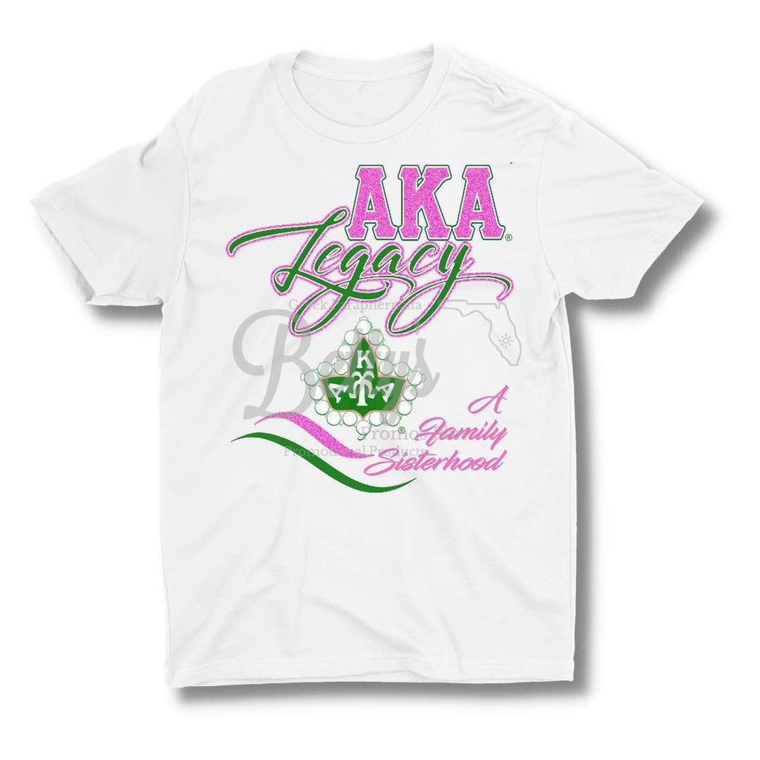 Alpha Kappa Alpha AKA Legacy Screen Printed T-ShirtWhite-Small-Betty's Promos Plus Greek Paraphernalia