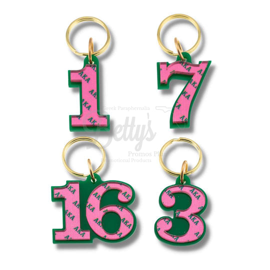 Alpha Kappa Alpha AKA Line Number Mirrored Acrylic Keychain Available 1-100-Betty's Promos Plus Greek Paraphernalia