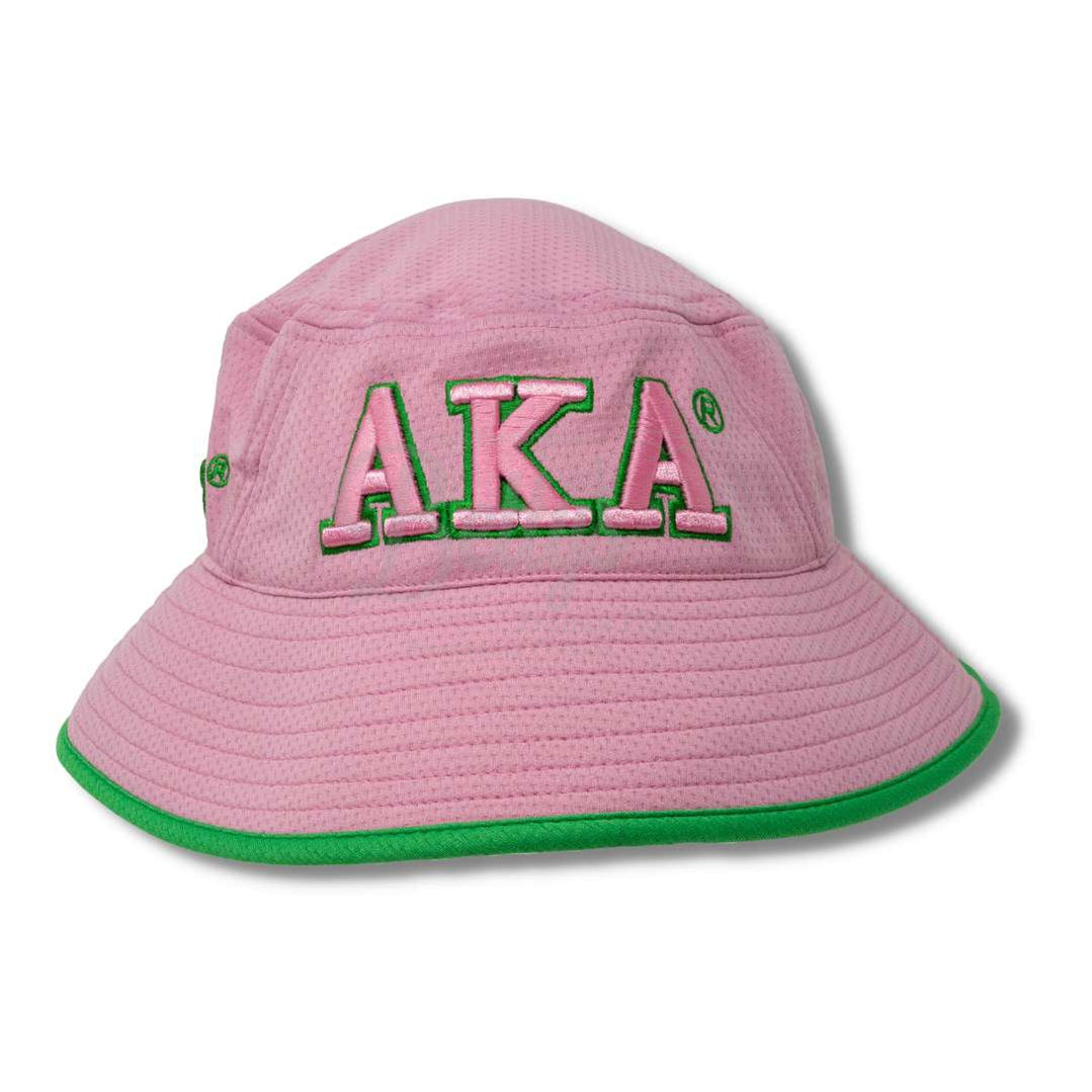 Alpha Kappa Alpha AKA Mesh Flex Fit Embroidered Bucket HatPink-Betty's Promos Plus Greek Paraphernalia