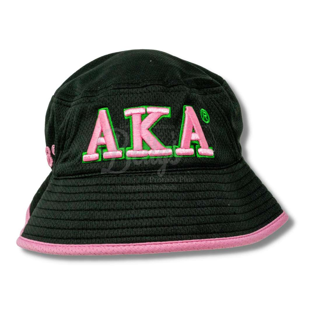 Alpha Kappa Alpha AKA Mesh Flex Fit Embroidered Bucket HatBlack-Betty's Promos Plus Greek Paraphernalia