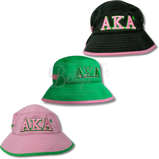 Alpha Kappa Alpha AKA Mesh Flex Fit Embroidered Bucket Hat-Betty's Promos Plus Greek Paraphernalia