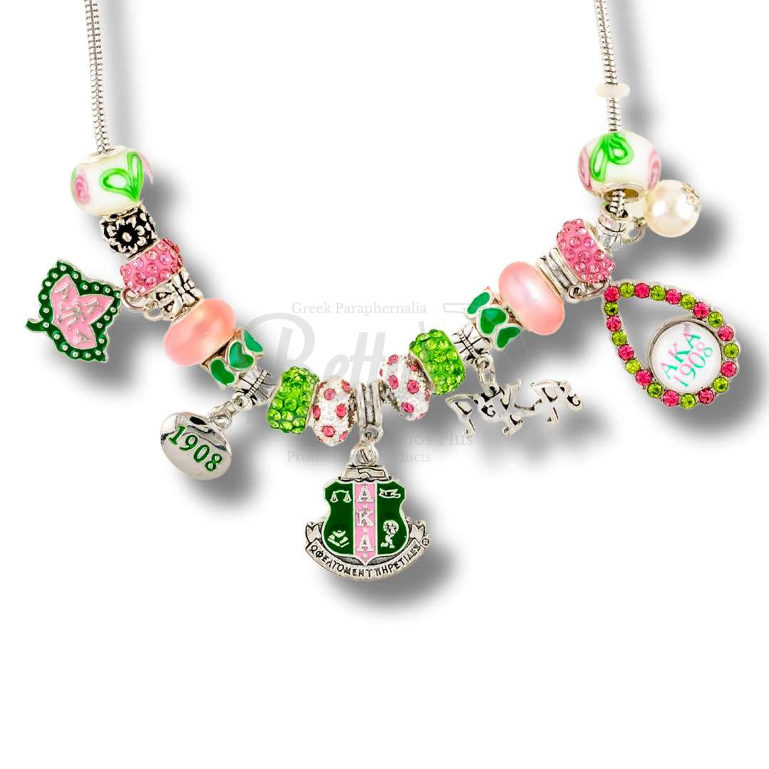 Alpha Kappa Alpha AKA Multi Charm NecklaceSilver-Betty's Promos Plus Greek Paraphernalia