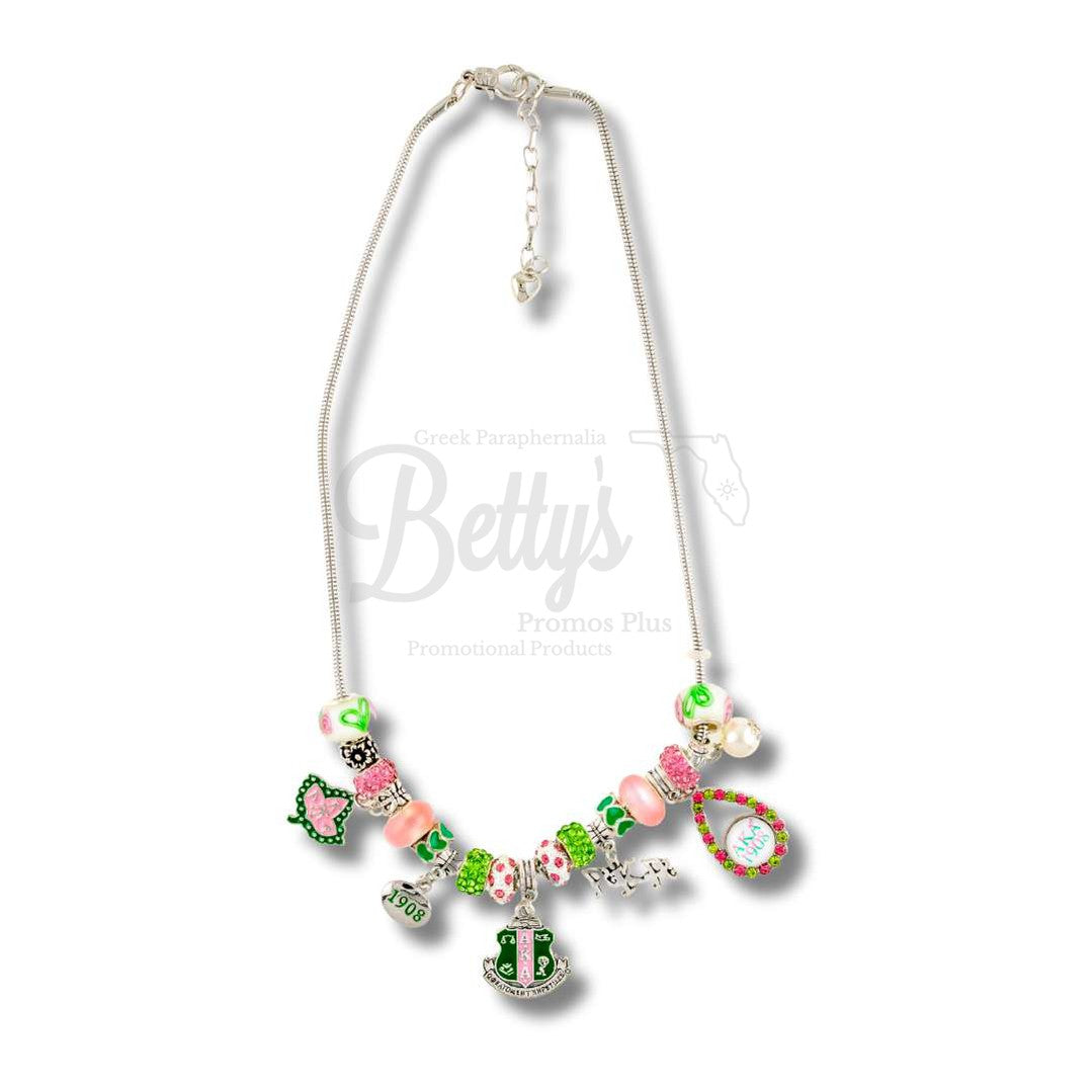 Alpha Kappa Alpha AKA Multi Charm NecklaceSilver-Betty's Promos Plus Greek Paraphernalia