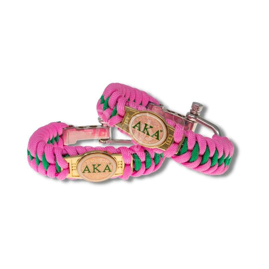 Alpha Kappa Alpha AKA Paracord Survival BraceletPink-Betty's Promos Plus Greek Paraphernalia