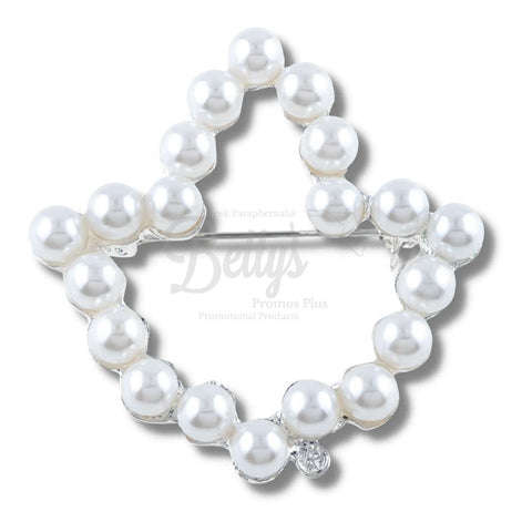 Alpha Kappa Alpha AKA Pearl Ivy-Shaped Rhinestone PinSilver-Betty's Promos Plus Greek Paraphernalia